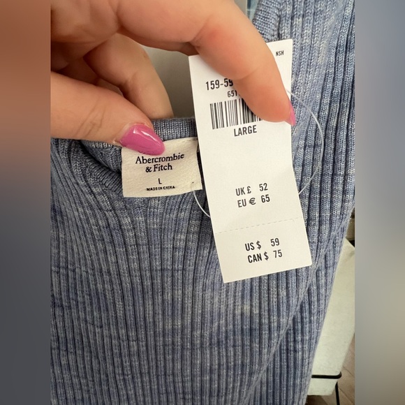 NWT* Abercrombie & Fitch Elevated Knit Halter Mini Dress - Blue Pattern - Picture 6 of 8